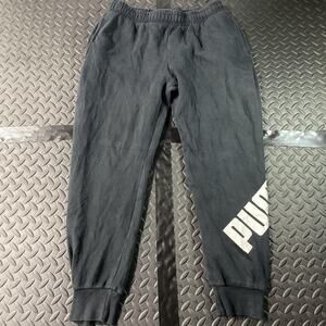 Puma Pants Mens Large Black Jogger Sweatpants Fleece Cuffed Logo Athletic